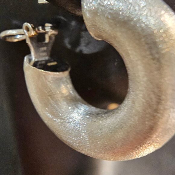 14 K White Gold, Electroform Women Earrings, Brashed, Made in Italy - Picture 7 of 14